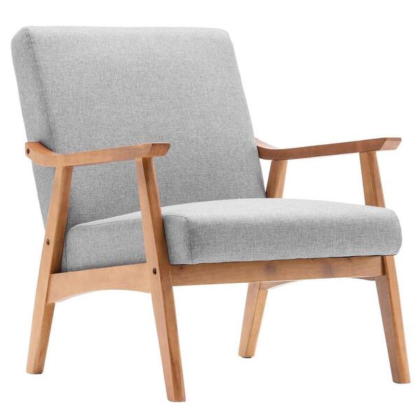 Winado Light Gray Wood Frame C Backrest Single Seat Arm Chair