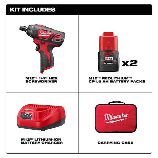 M12 12V Lithium-Ion Cordless 1/4 in. Hex Screwdriver Kit with SHOCKWAVEAlloy Steel Screwdriver Bit Set (72-Piece)