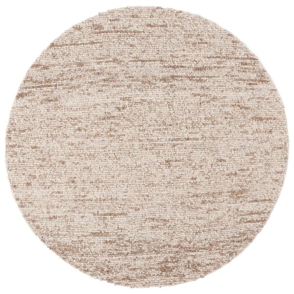 Natura 6 ft. x 6 ft. Ivory/Beige Patchy Solid Round Area Rug