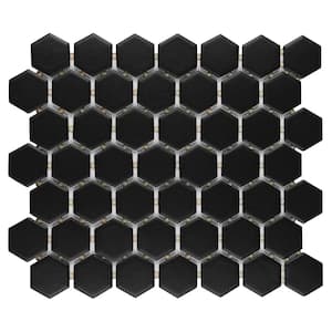 Restore Matte Black 12 in. x 10 Glazed Ceramic Hexagon Mosaic Tile (9.72 sq. ft./Case)