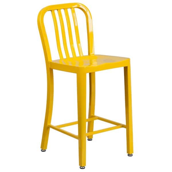 Flash Furniture 24.5 in. Yellow Metal Bar Stool
