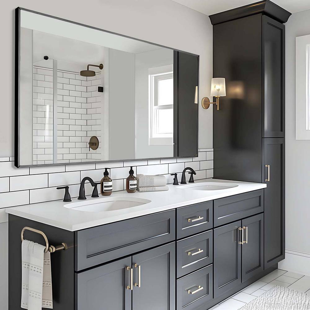 59 in. W x 35 in. H Thin Edged Framed Rectangle Full Length Mirror Wall Mou