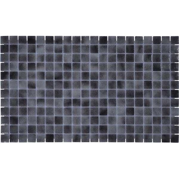 6 in. x 6 in. Forbidden Gray Glossy Glass Wall and Floor Tile 0.25 sq. ft. Sample