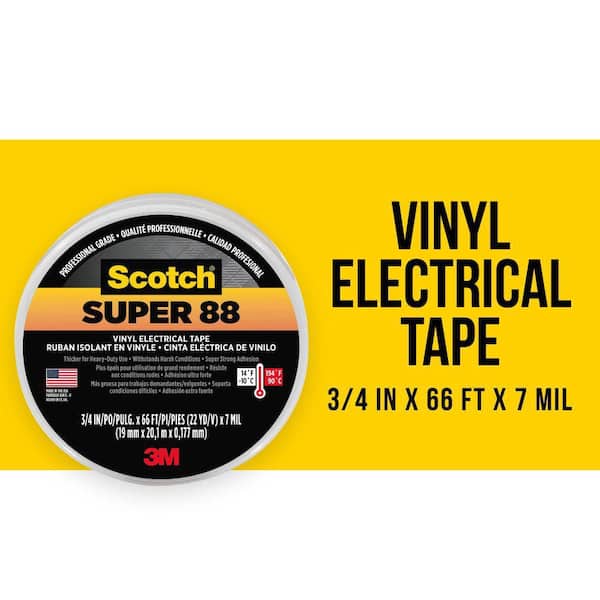 Scotch 3/4 in. x 66 ft. x 0.008 in. Super 88 Vinyl Electrical Tape, Black