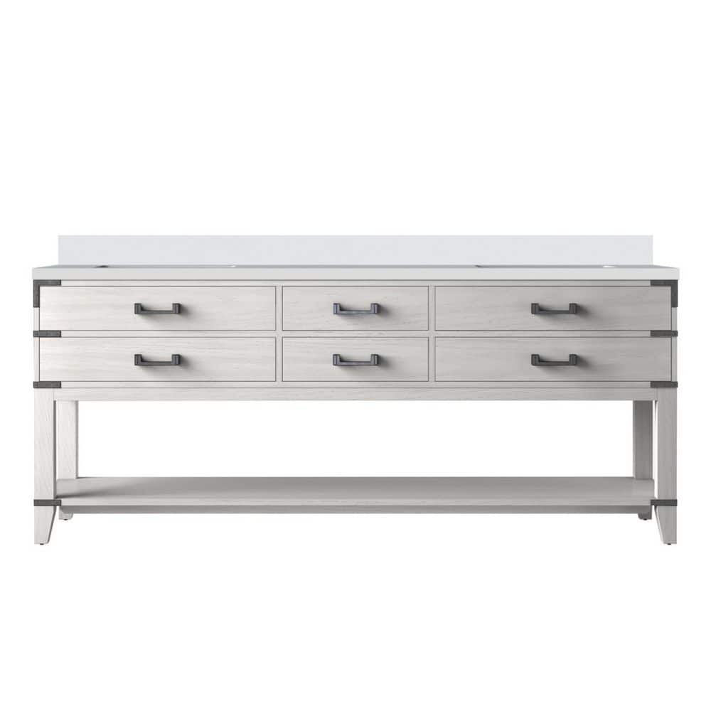 Irvington 80 in W x 22 in D White Oak Double Bath Vanity with White Quartz Top price history on PriceWatchPro