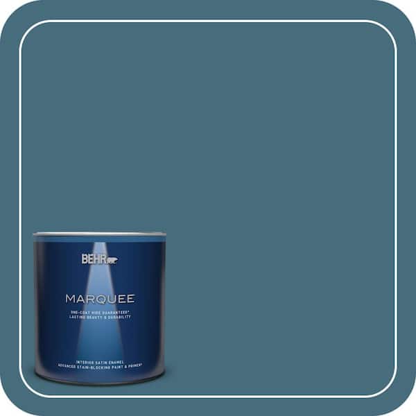 BEHR MARQUEE 1 qt. #S480-6 Poseidon One-Coat Hide Satin Enamel Interior Paint & Primer