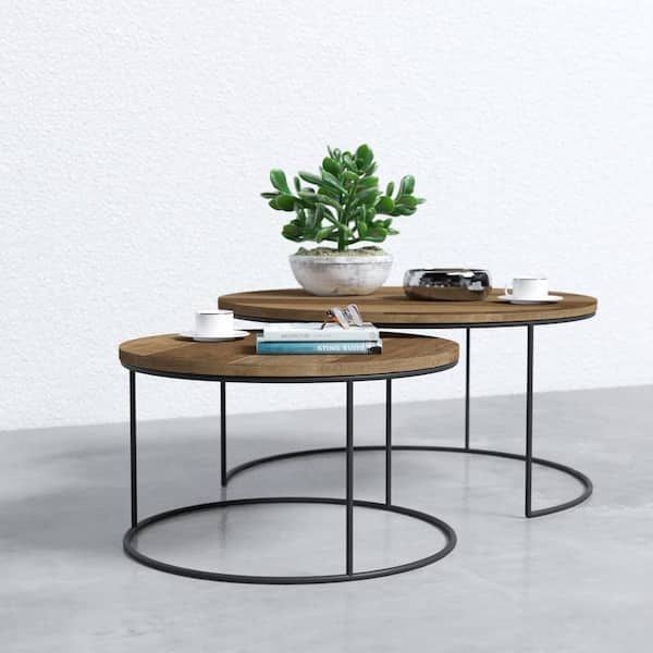 Urban Woodcraft Bauhaus 2 Piece Multi-Coloured Round Nesting Coffee Table
