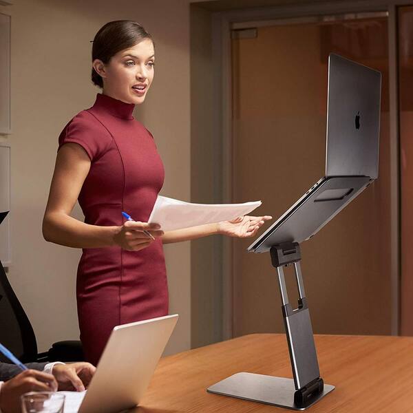 LIFELONG UPRYZE  in. H W Space Grey Aluminum Ergonomic Laptop Stand  for Desk Adjustable Height 20