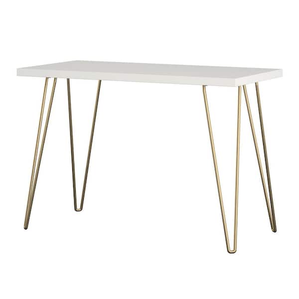 Ameriwood Home Montrose White/Gold Legs Retro Computer Desk