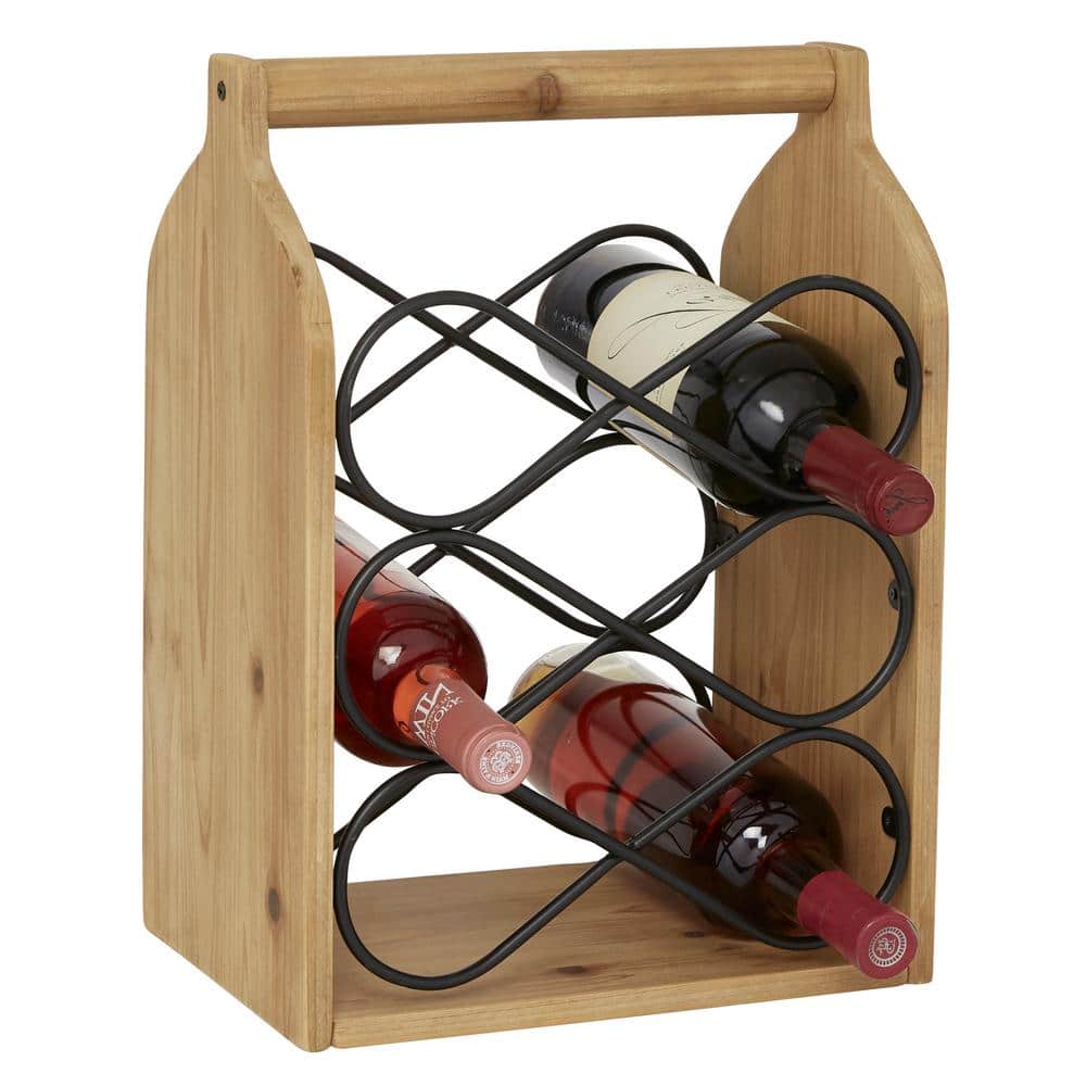 DecMode 15  x 11  Brown Wood Rustic Wine Holder pack of 4