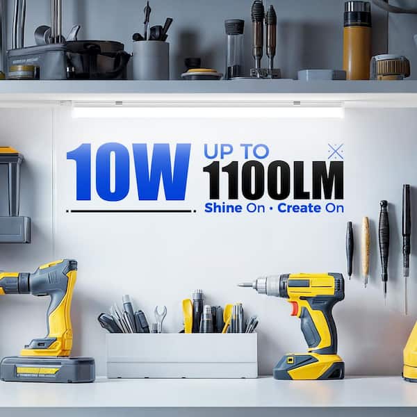 2 ft. 10-Watt White LED Shop Light Fixture, 6500K Super Bright Linkable Ceiling and Under Cabinet Lighting, 6-Pack