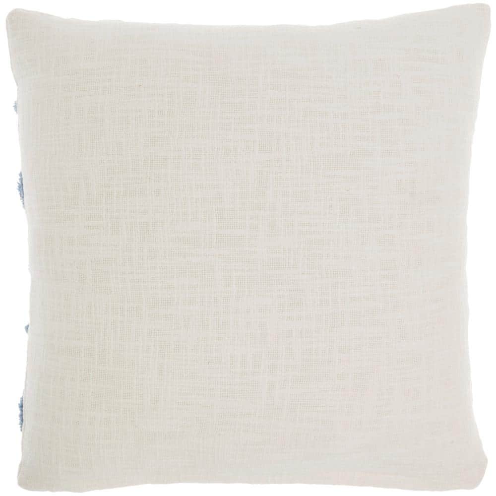 Ocean Blue Cotton Slub Square Throw Pillow