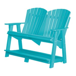 Heritage Aruba Blue Plastic Outdoor Double High Adirondack Chair