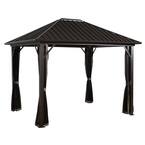 10 ft. D x 12 ft. W Genova Aluminum Gazebo with Galvanized Steel Roof Panels, 2-Track System, and Mosquito Netting