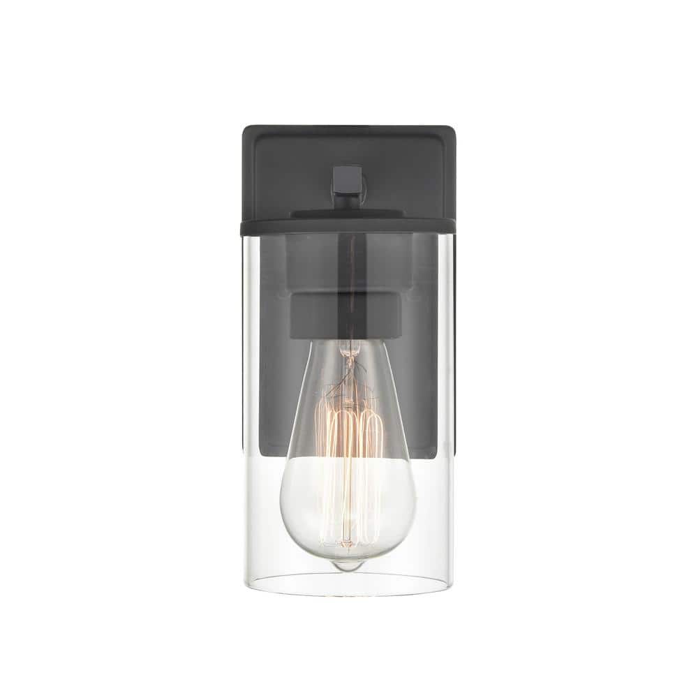 Matte Black Glass Cylinder Wall Sconce