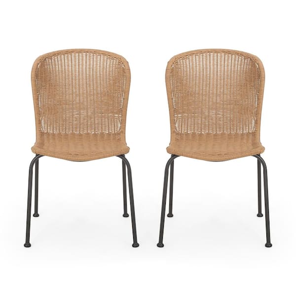 2-Piece Metal and Wicker Outdoor Lounge Chair