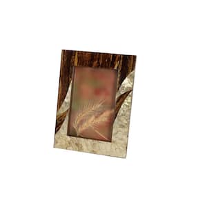 4 in. x 6 in. Rectangular Inlaid Gold Capiz Shell and Banana Wood Picture Frame