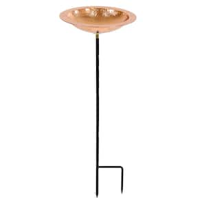 Copper Birdbath/Bird Feeder with Iron Stake