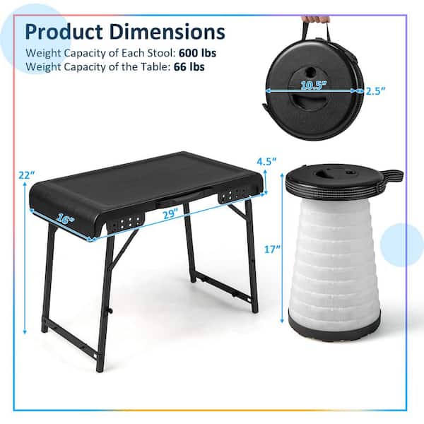 Costway 3-Piece Aluminum Patio Conversation Folding Table Costway 3-Piece Aluminum Patio Conversation Folding Table