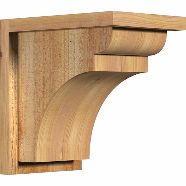 Ekena Millwork 8 in. x 12 in. x 12 in. Western Red Cedar Yorktown Rough Sawn Corbel with Backplate