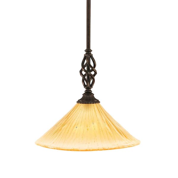 Unbranded Bridgewater 100 W 1-Light Dark Granite Standard Mini Pendant Light with Glass Shade