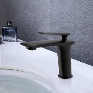 Single Hole Single-Handle Bathroom Faucet with Handle in Black