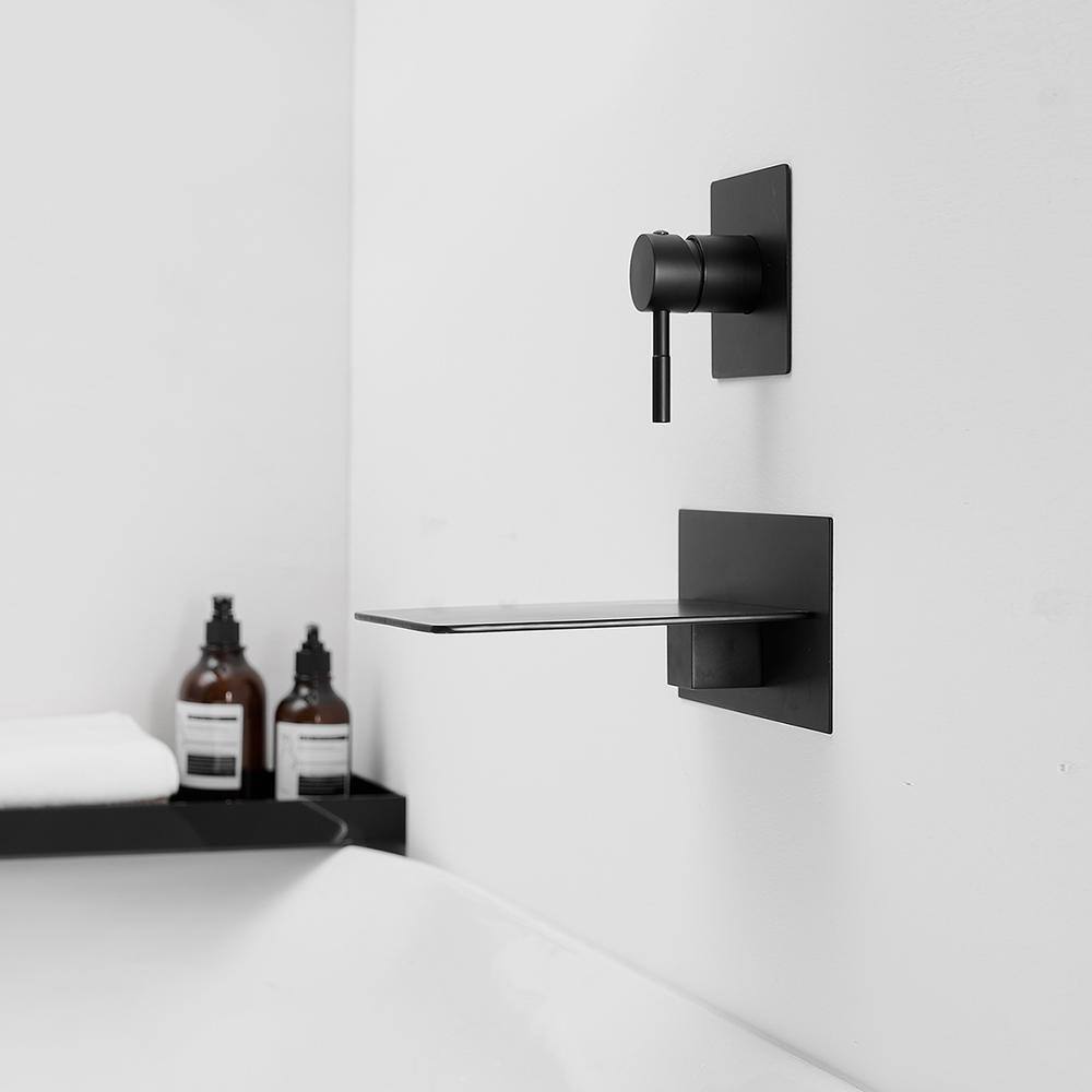 Matte Black Wall Mount Single Handle Brass Faucet