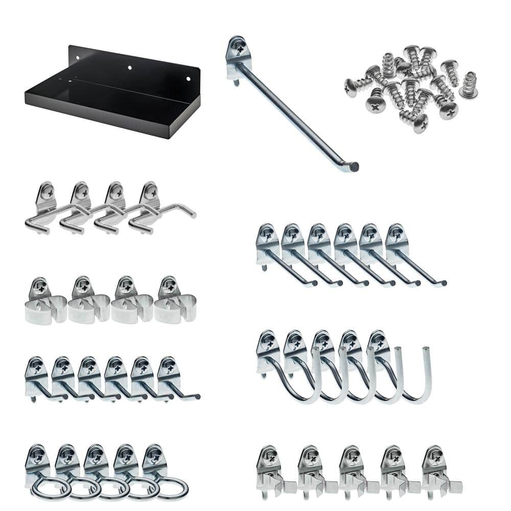 12 in. W x 6 in. D Hook Assortment and DuraBoard Shelf in Black (36-Pieces) price history on PriceWatchPro