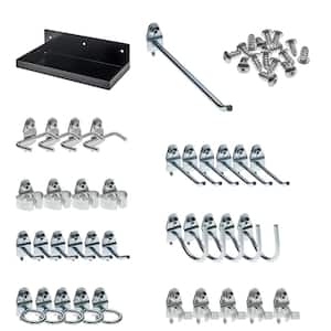 12 in. W x 6 in. D Hook Assortment and DuraBoard Shelf in Black (36-Pieces)