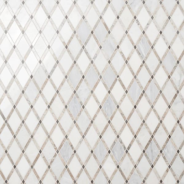 Grand Lagos Gray 11 in. x 12 in. x 10 mm Polished Marble Mosaic Tile