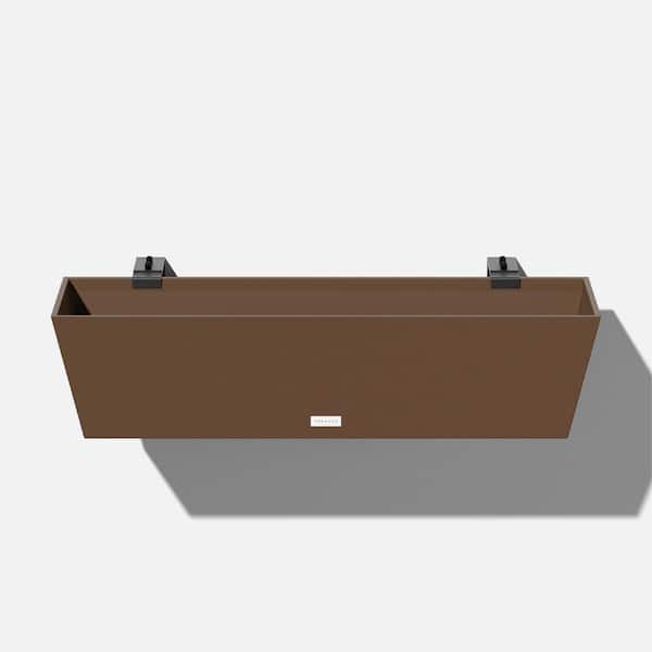 36 in. x 10 in. Espresso Plastic Railing Window Box