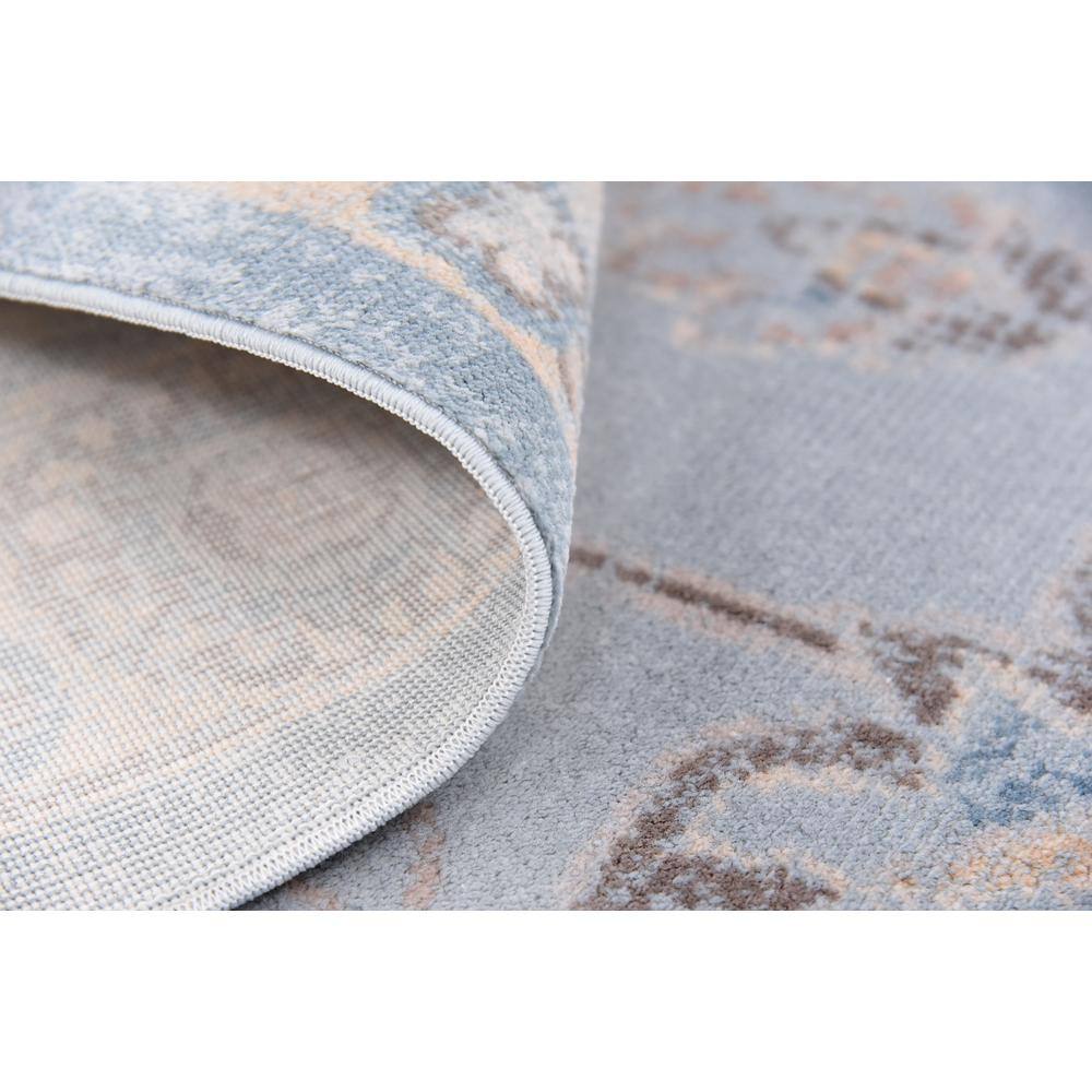 Serene Light Blue Floral Rectangular Easy-Care Rug 7' x 10'