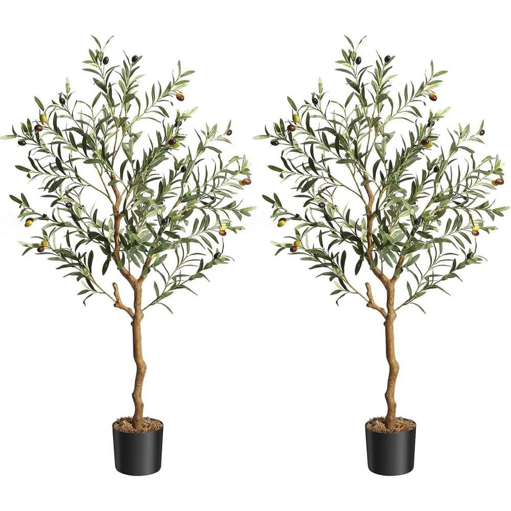 Garvee 6 ft. (2-Pieces) Artificial Olive Tree Tall Faux Silk Olive ...