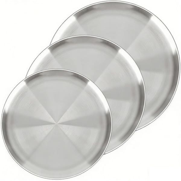 3-Piece Pizza Pan Set for Oven, Non-Stick Round Stainless Steel Pizza Pans, Dishwasher Safe and Easy Clean