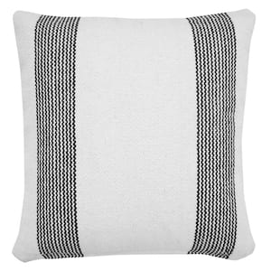 Balanced Black / White 20 in. x 20 in. Border Pinstripe Throw Pillow