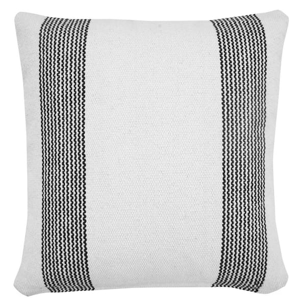 LR Home Balanced Black / White 20 in. x 20 in. Border Pinstripe Throw Pillow