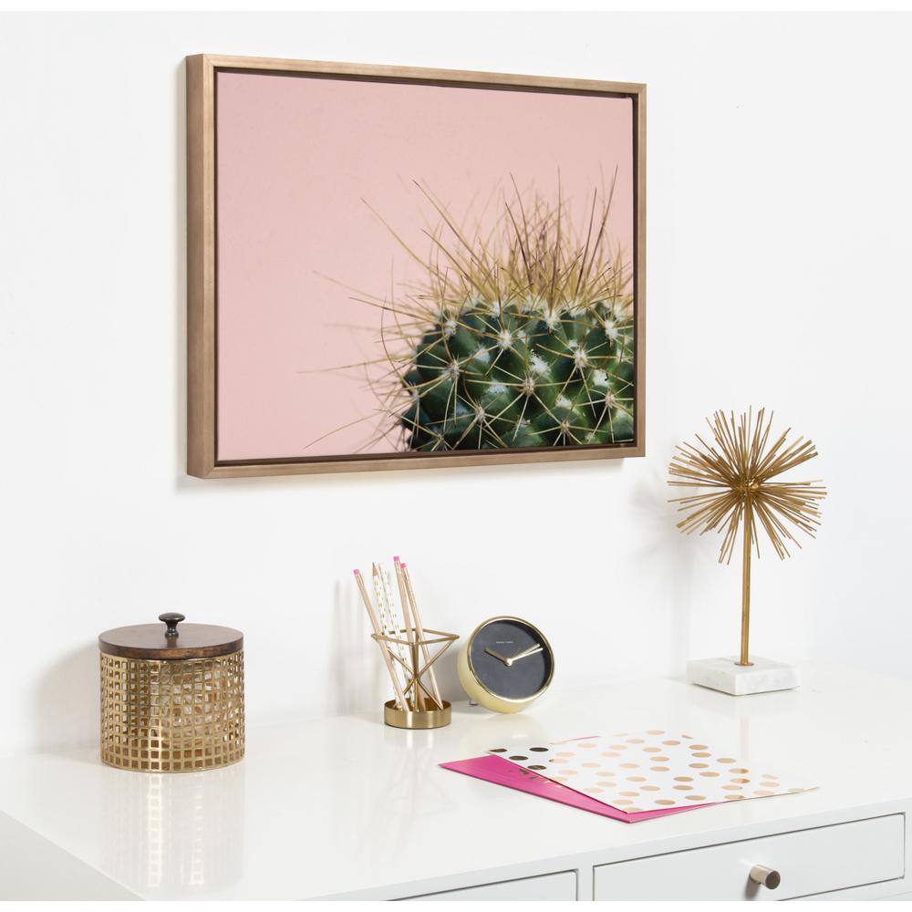 Gold Framed Cactus Print on Canvas Wall Art, 18x24