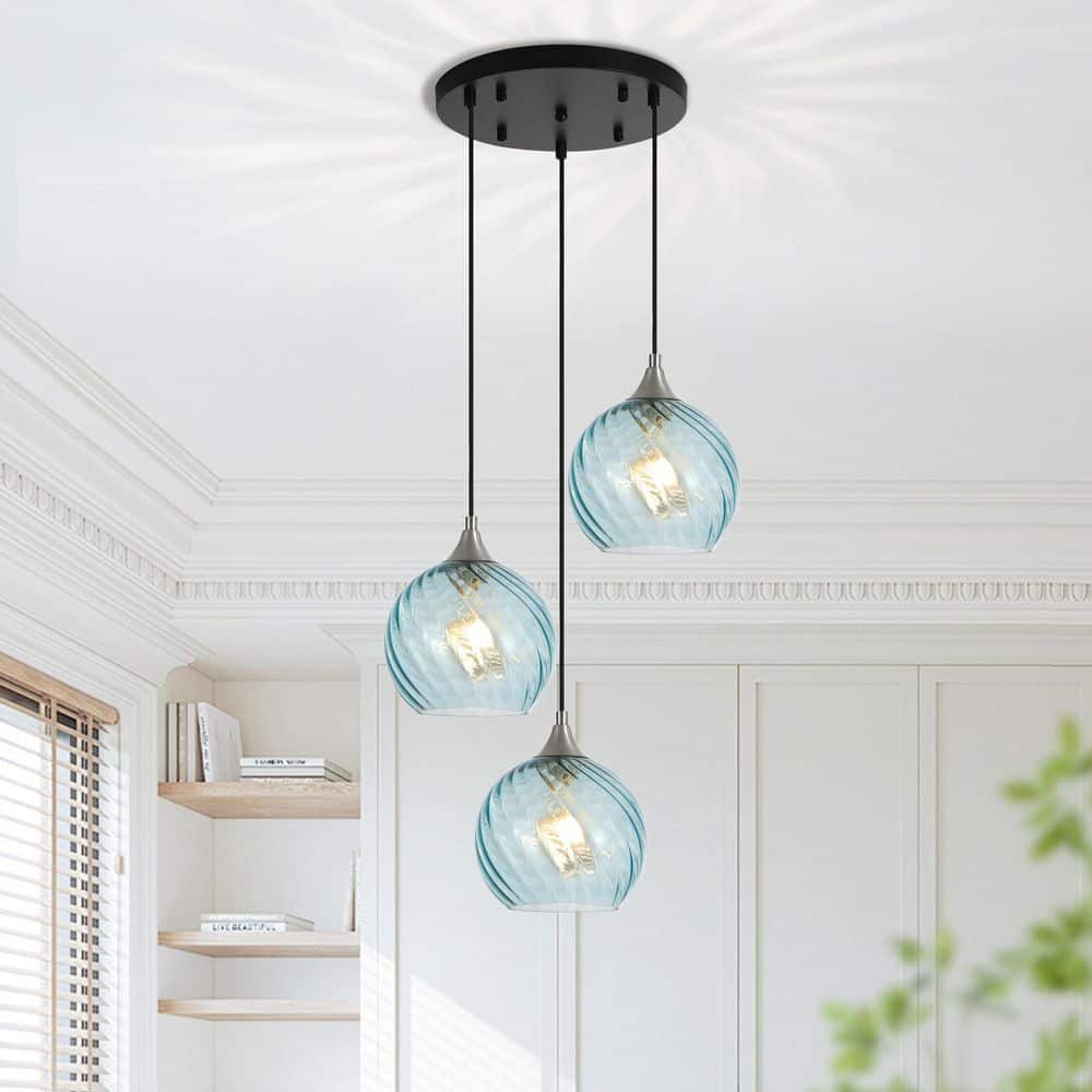Kinlea 3-Light Green Cluster Traditional Chandelier with Twisted Glass Lampshade for Living Room with Bulb Not Included price history on PriceWatchPro