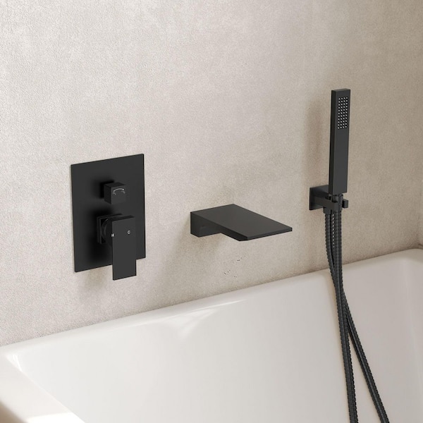 Wall Mount Single Handle 1-Spray Tub and Shower Faucet 2.5 GPM in. Matte Black Valve Included