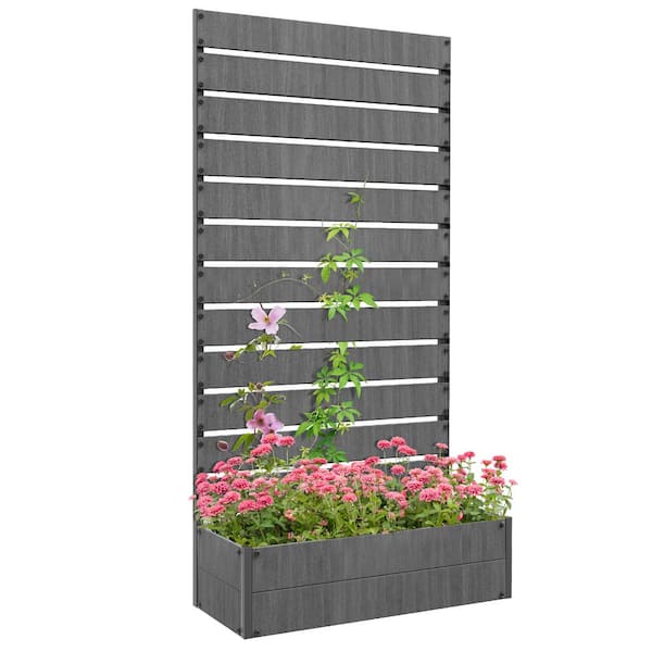 34.75 in. x 13.25 in. x 8.75 in. Dark Gray Composite Raised Garden Bed