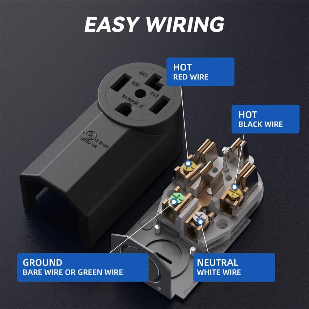 Black Thermoplastic 30A Tamper Resistant Single Outlet