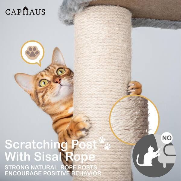 Multi-level Wooden Cat Tower With Thickened Sisal Scratching Posts For Indoor Cats