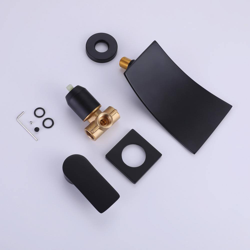Matte Black Wall-Mounted Waterfall Bathroom Faucet