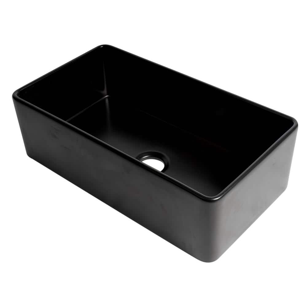 33'' Black Matte Fireclay Farmhouse Drop-In Kitchen Sink