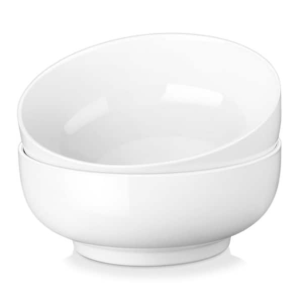 Large 60 oz 8 in Salad Bowls Set of 2 for Salad Pasta Soup and Dinner White Oven and Dishwasher Safe
