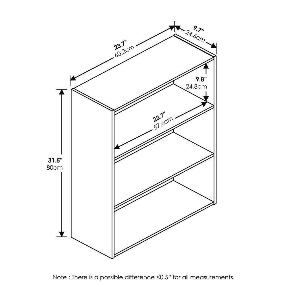 Columbia Walnut 12"x35" 3-Tier Open Shelf Bookcase