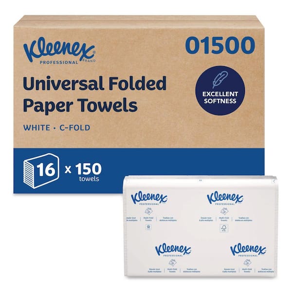 C-Fold White Paper Towels 10 1/8 x 13 3/20 (150 Sheets per Pack, 16 Packs per Carton)