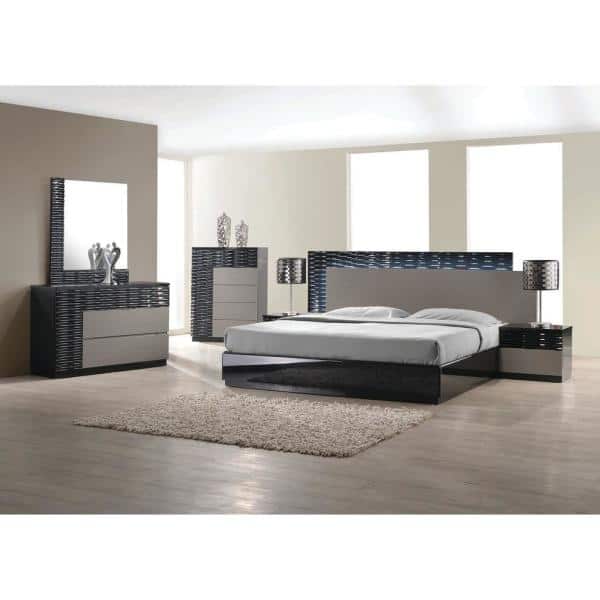 Gray Modern Bedroom King Set Romabek5, Master King Bedroom Suite