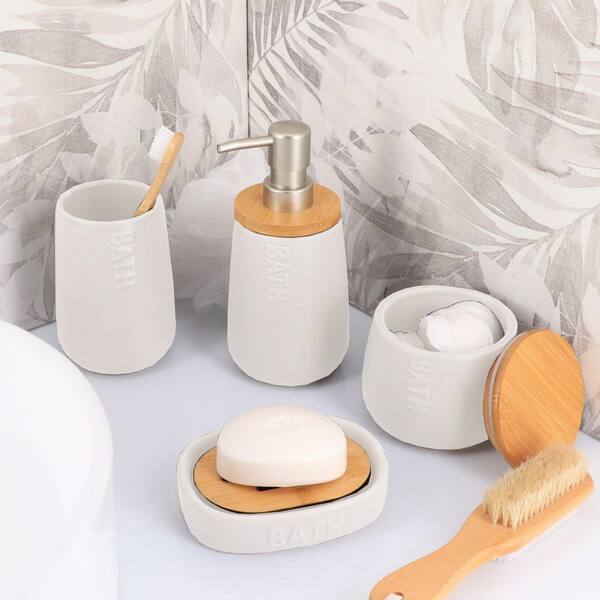 Santentre 4 Piece Ceramic Bathroom Accessory Set, Luxury Bathroom Sets  Accessories with Soap Dispenser, Toothbrush Holder, Tumbler, Soap Dish