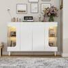 FUFU&GAGA White Wood 55.1 in. W Sideboard, buffet, Display Cabinet with ...